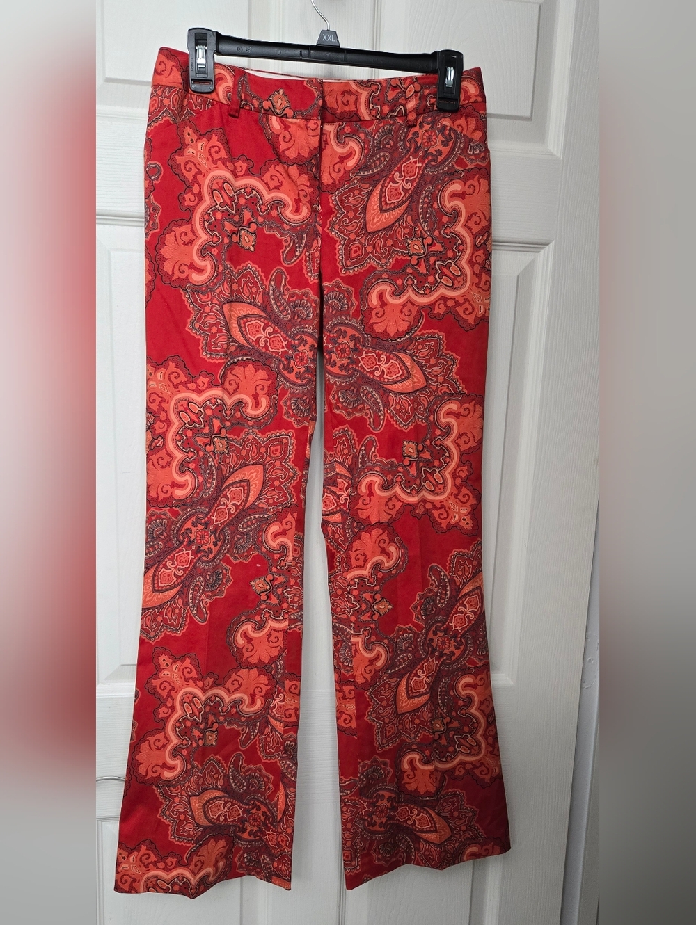 Body By Victoria Women’s Red Paisley Flared-Leg Pants SIZE 4 " Christy Fit" NWOT
